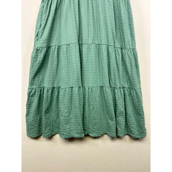 Cottagecore Destination 365 Womens MP Green Textured Puff Sleeve Tiered Dress - Picture 10 of 11